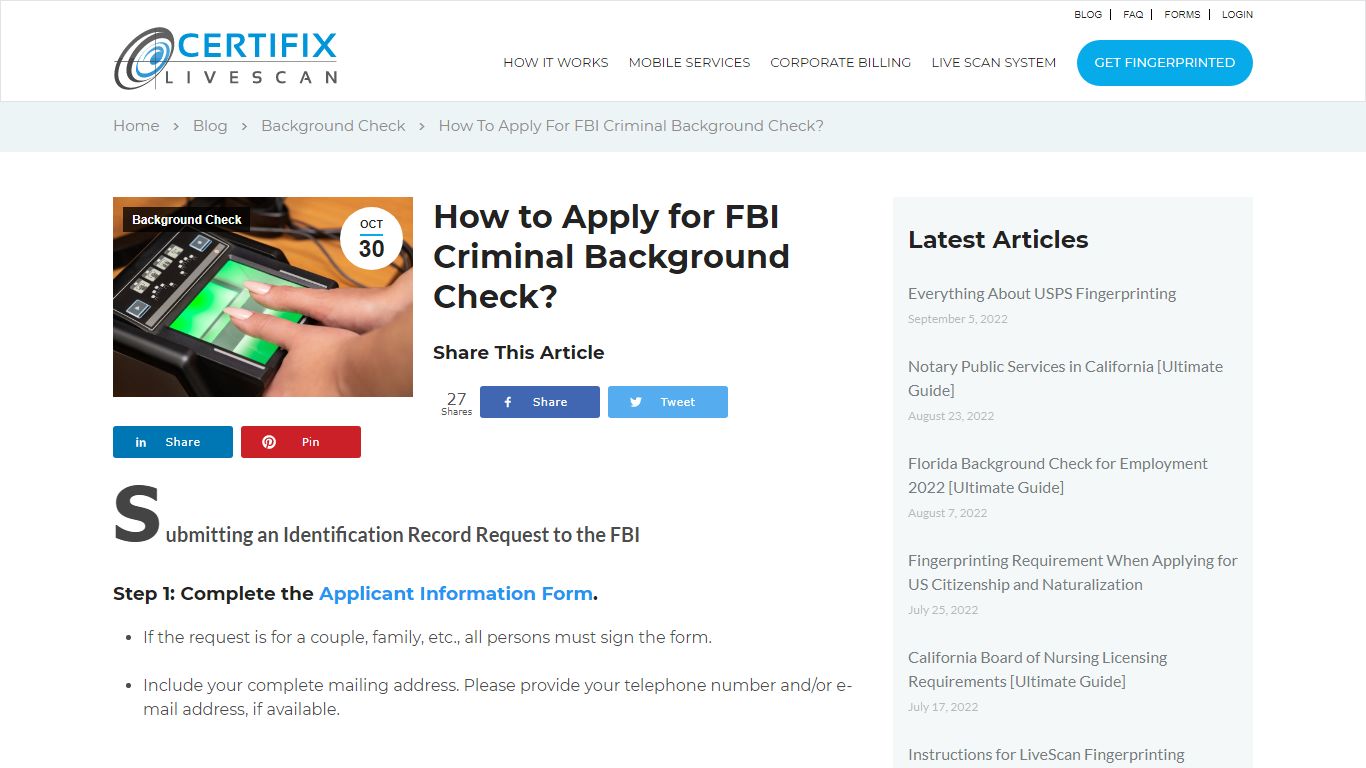 How to Apply for FBI Criminal Background Check? - Certifix Live Scan Blog